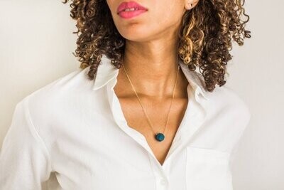 Classic Faceted Porcelain Necklace in Dark Teal