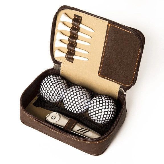 Leather Golf Kit in Brown