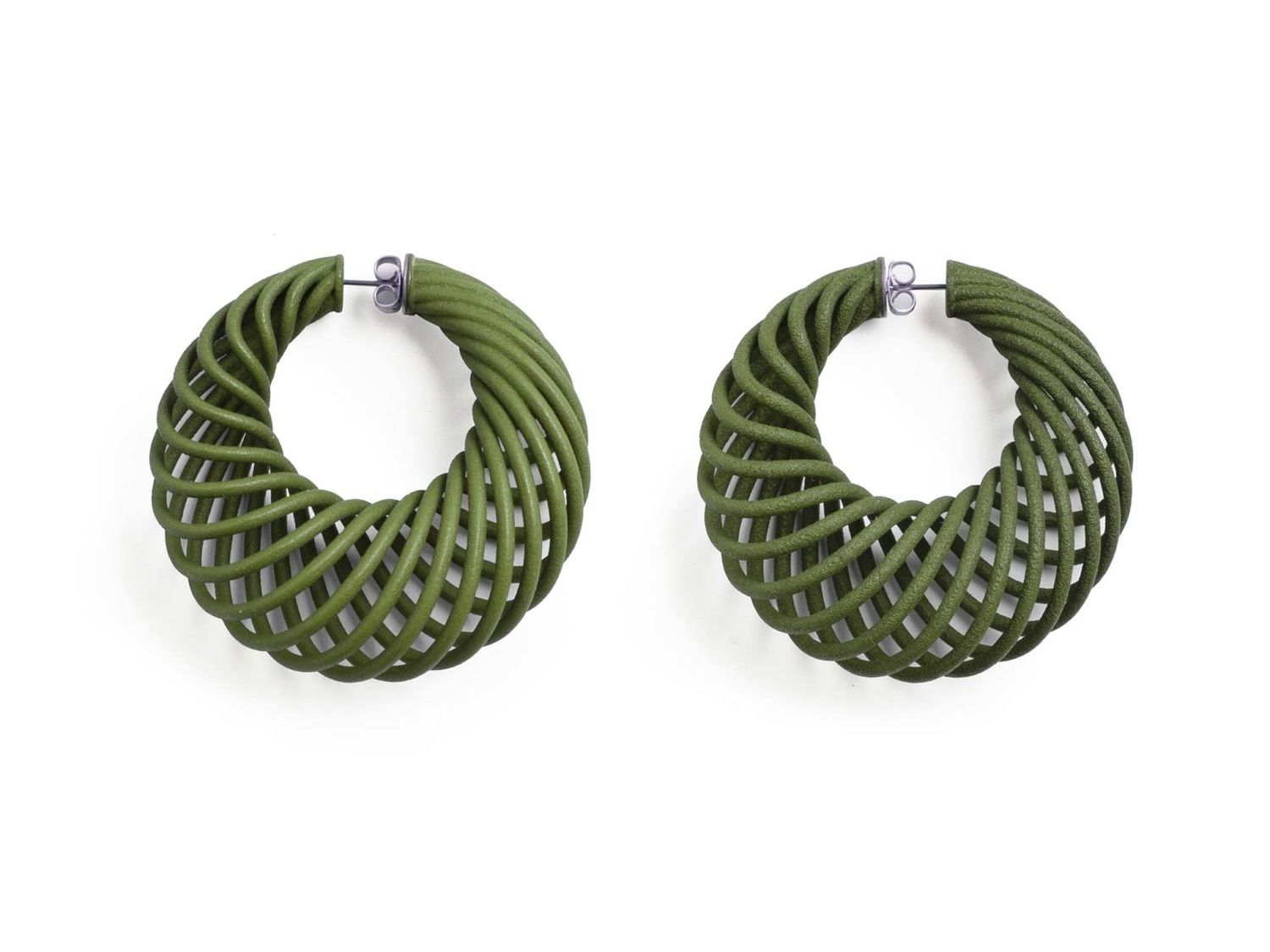 Large Memento Earrings, Olive