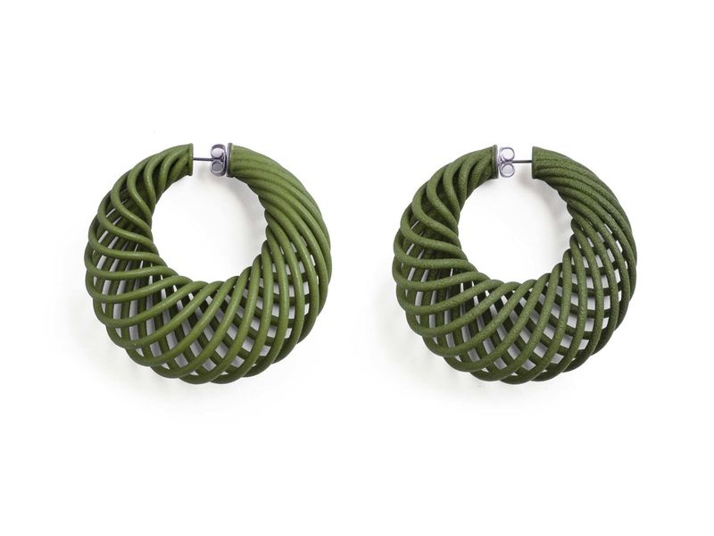 Large Memento Earrings, Olive