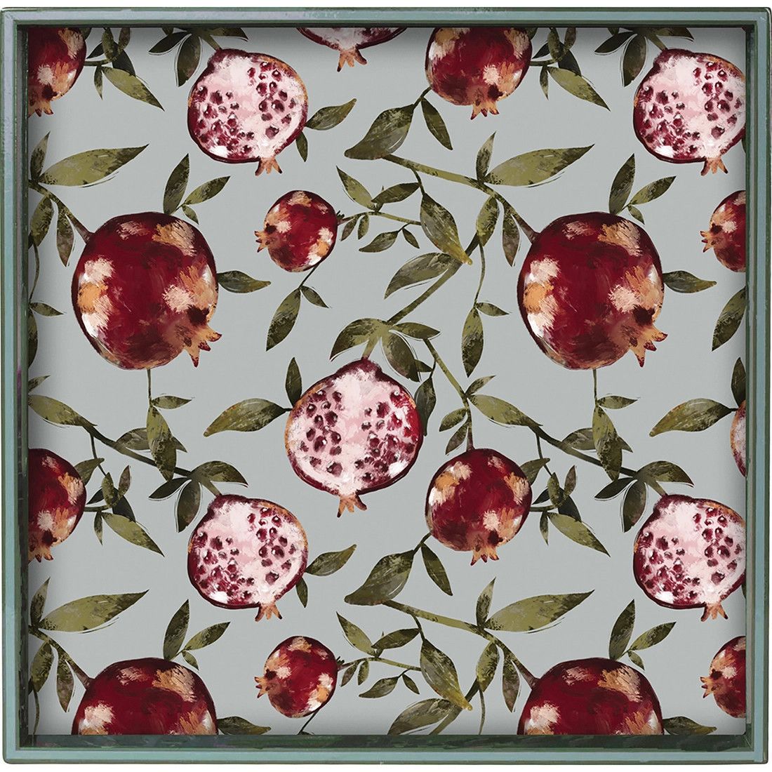Fresh Pomegranates 15-inch Square Tray