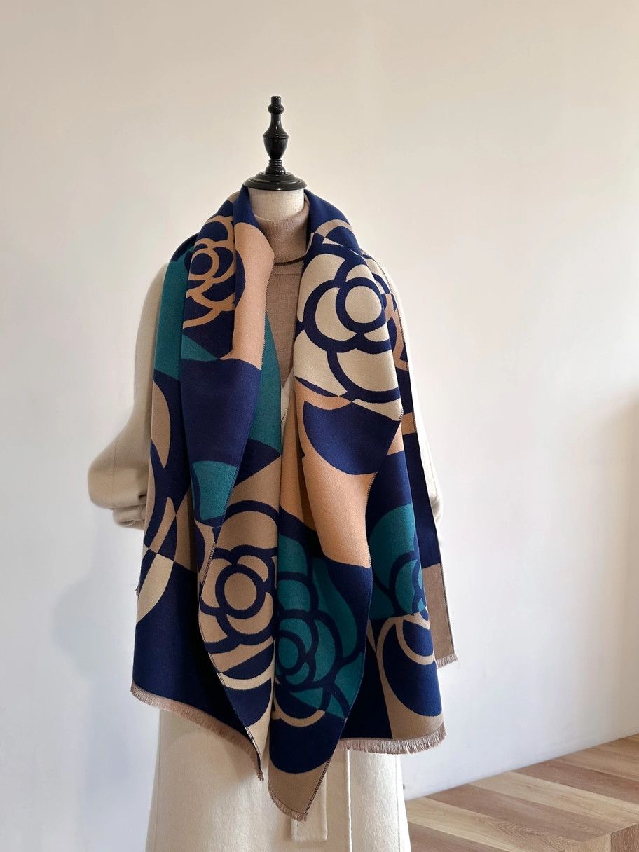Teal and Tan Geo Rose Reversible Wrap