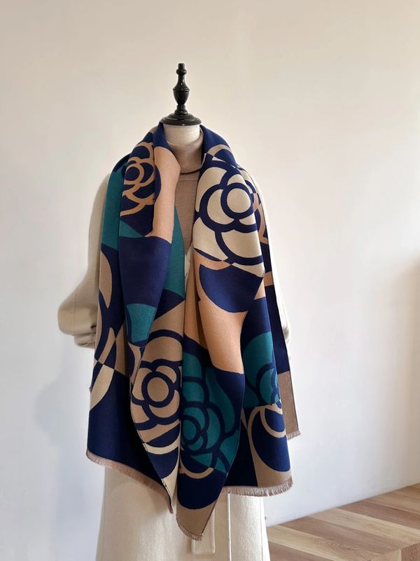 Teal and Tan Geo Rose Reversible Wrap