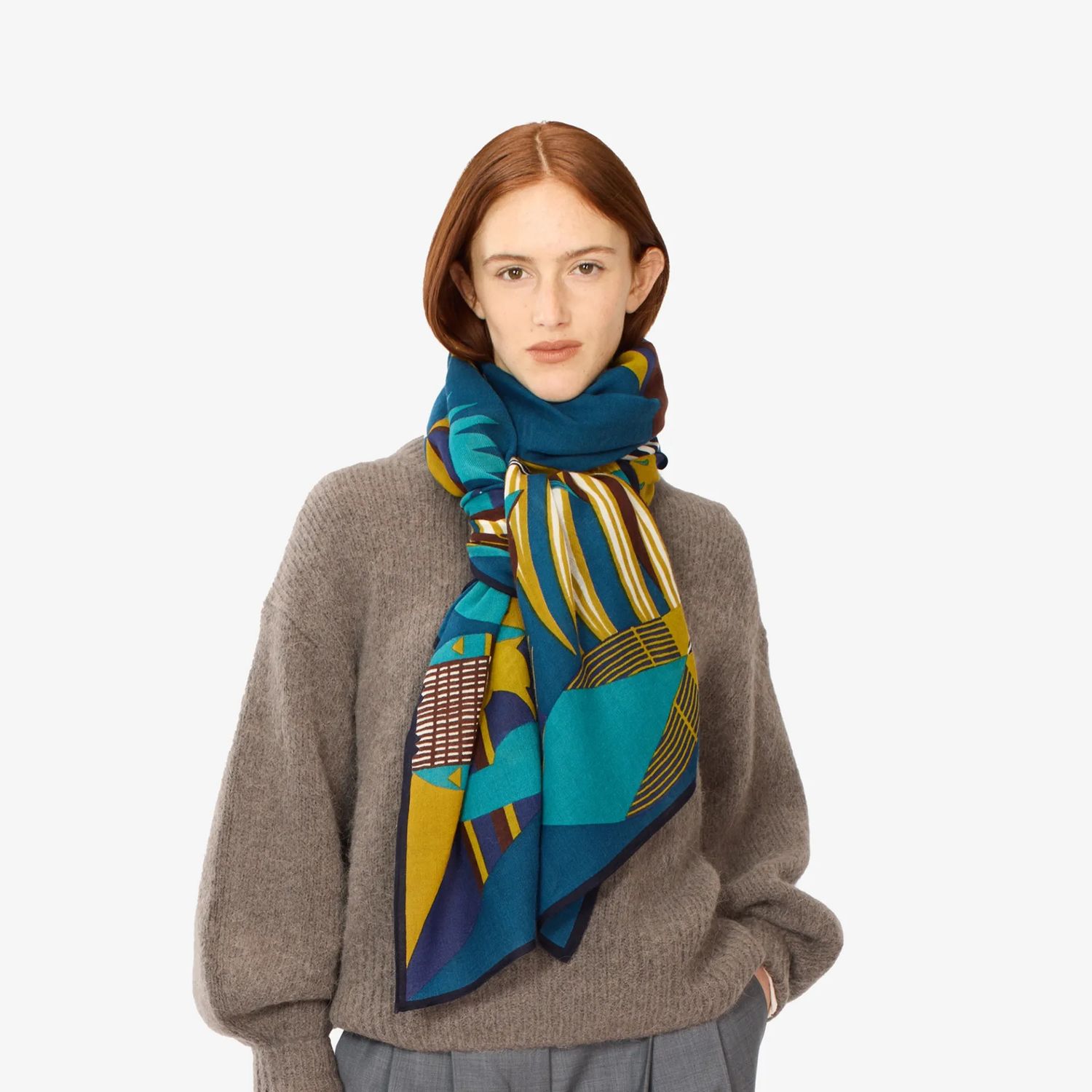 Wool Tribu Scarf in Duck Blue