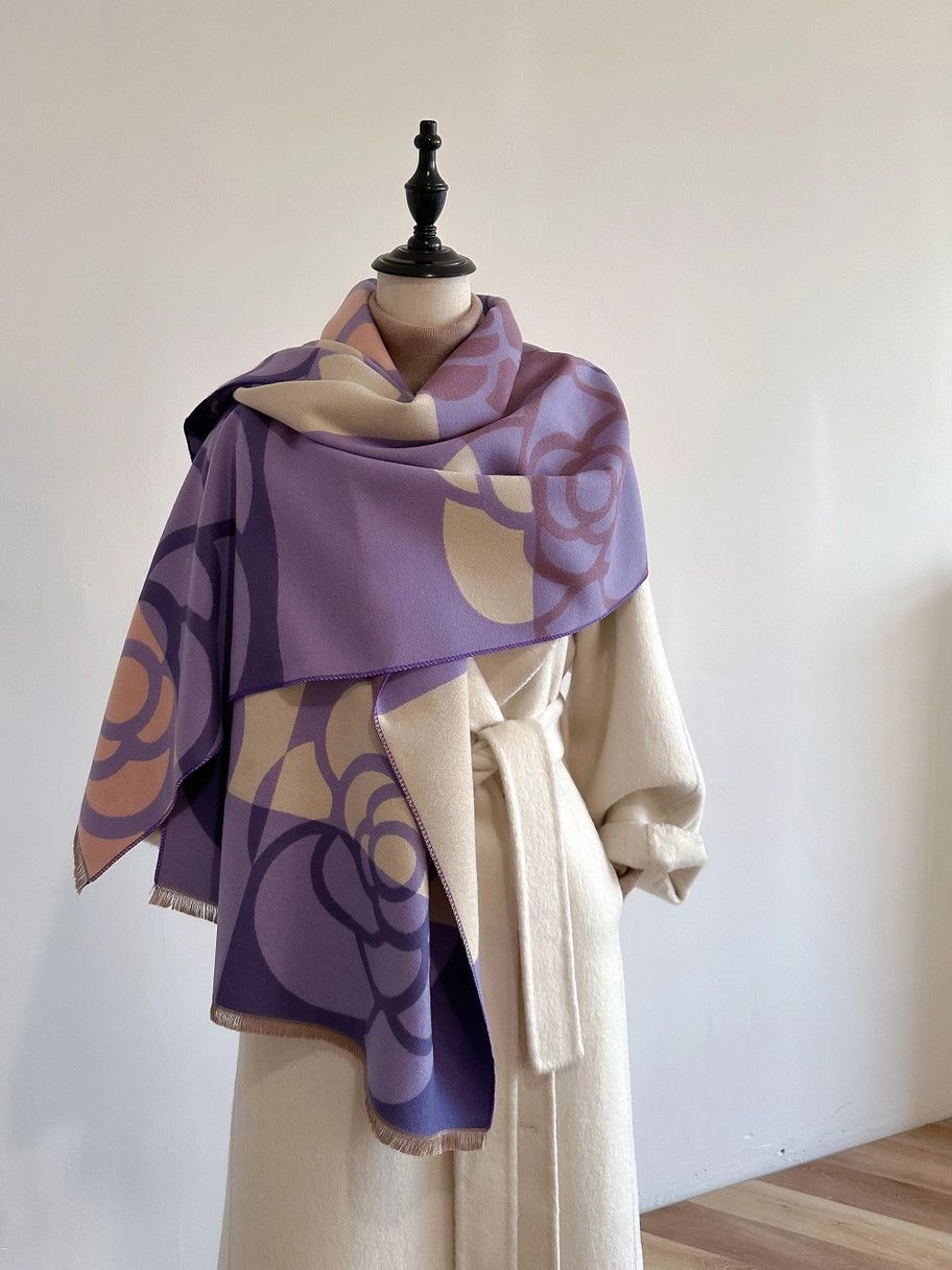 Purple and Ivory Geo Rose Reversible Wrap