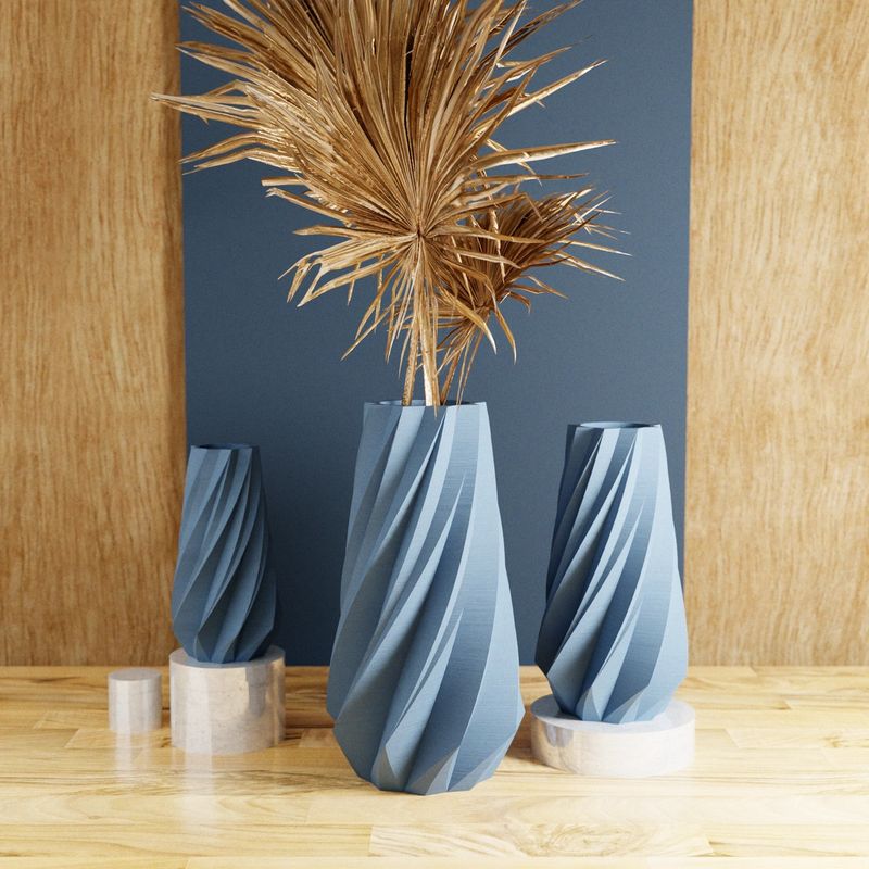 Timber Vase in Muted Blue (8 in)