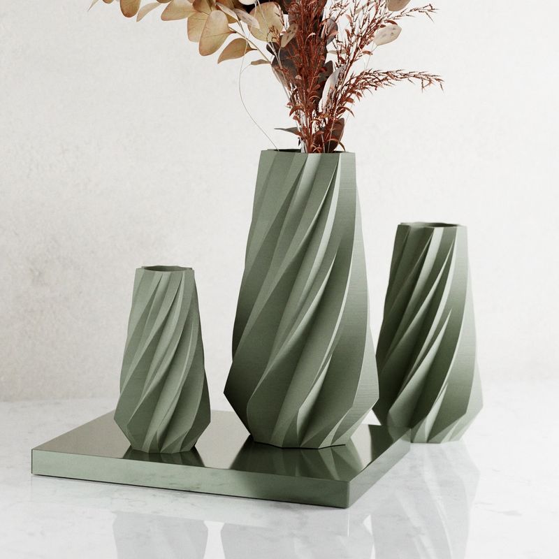 Timber Vase in Muted Green (8 in)