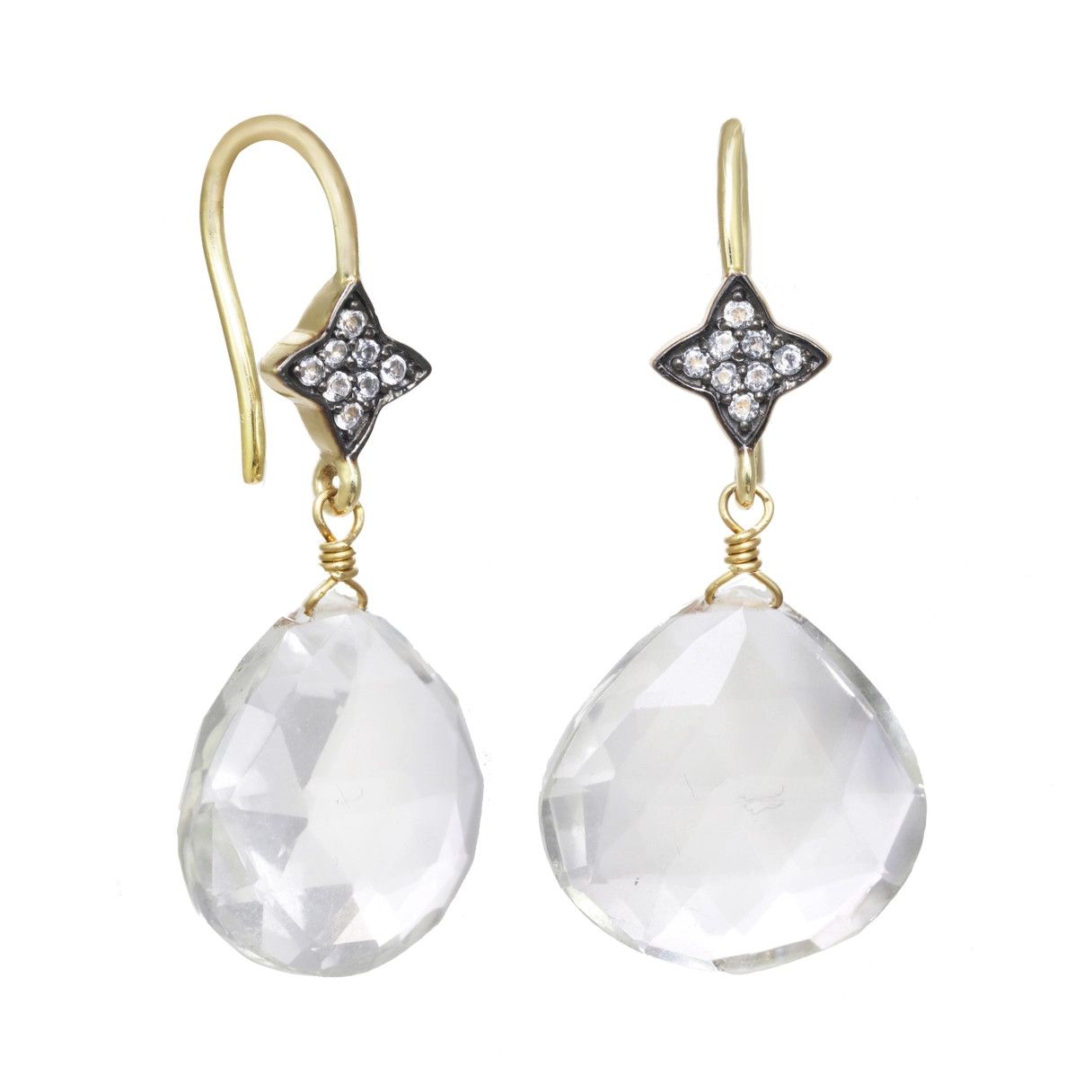 Clear Quartz Droplet Earring