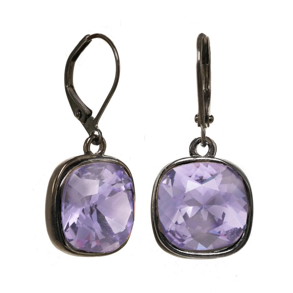Tanzanite Cushion Cut Swarovski Crystal Earring