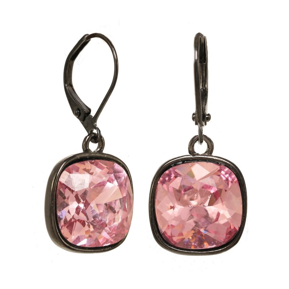Pink Blush Cushion Cut Swarovski Crystal Earring