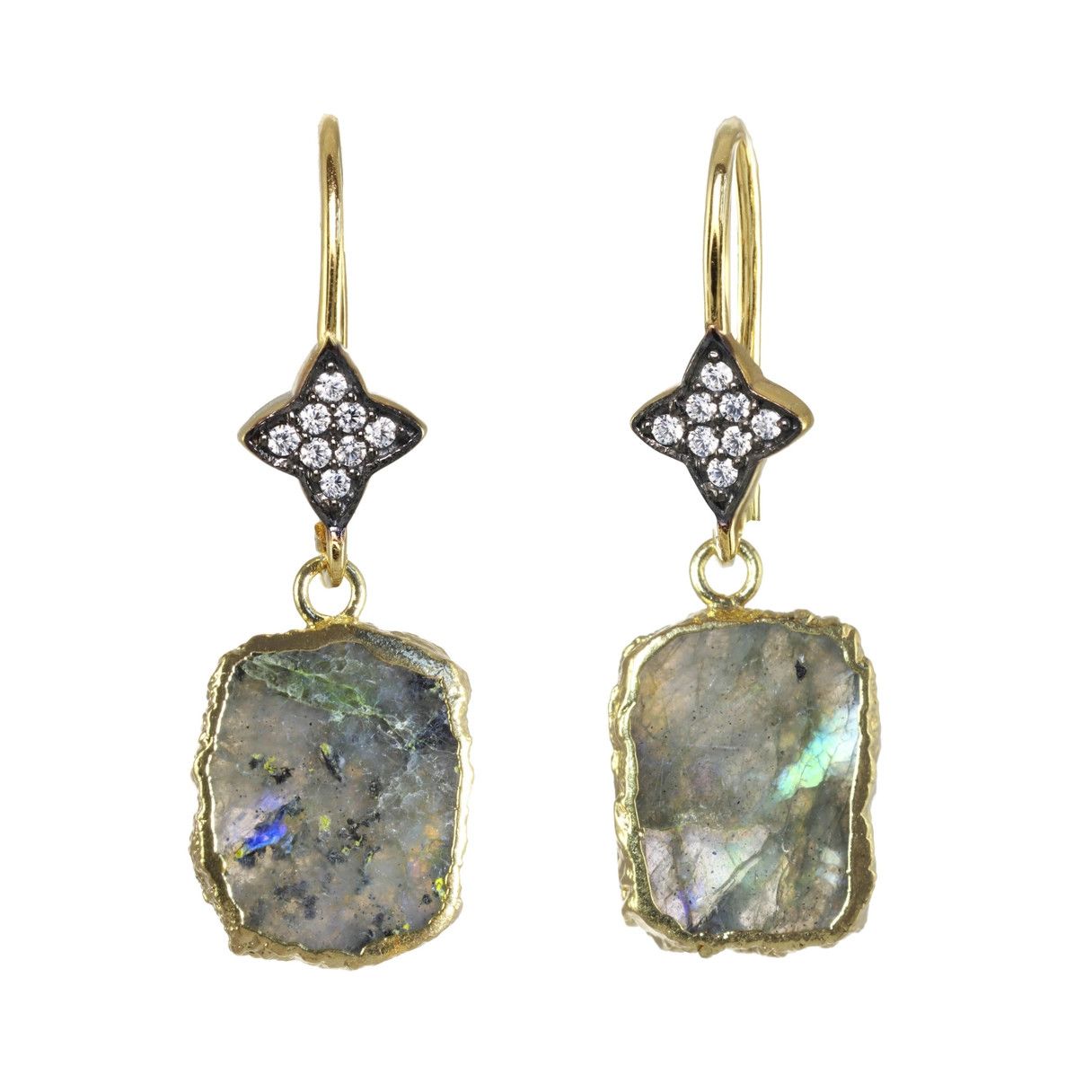 Labradorite Slice Earring