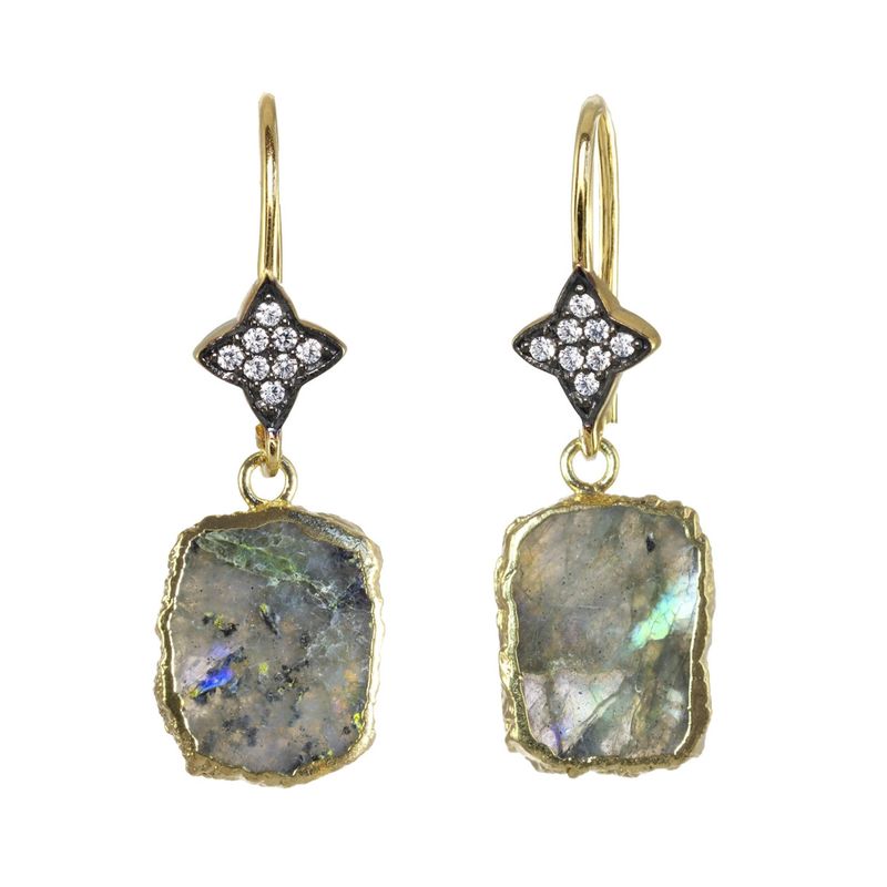 Labradorite Slice Earring