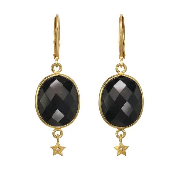 Black Onyx and Star Earring