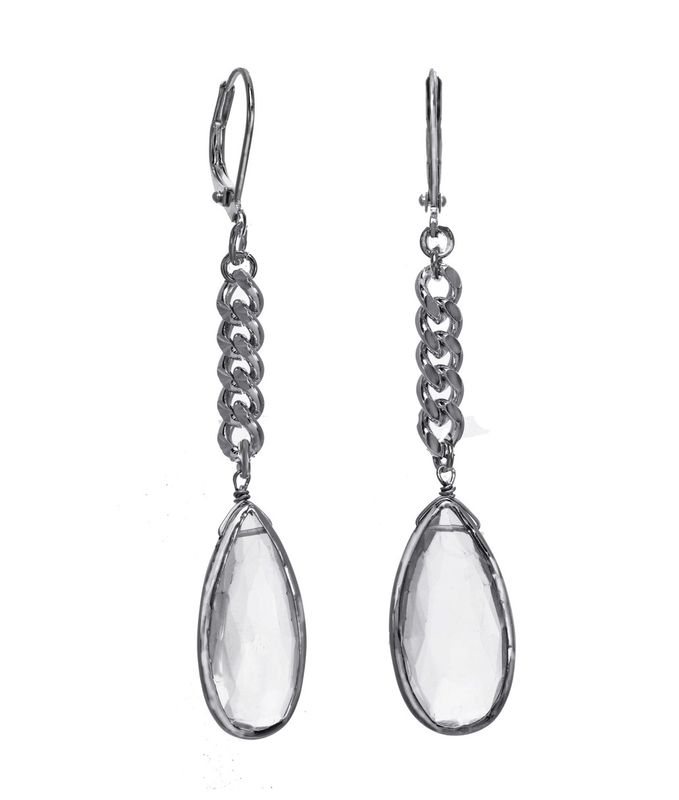 Chain and Clear Quartz Earring