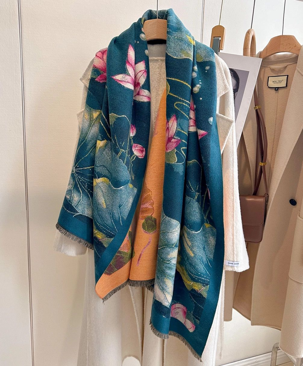 Blue Water Lillies Reversible Wrap