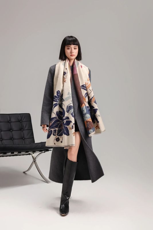 Blue and Orange Wild Rose Reversible Wrap