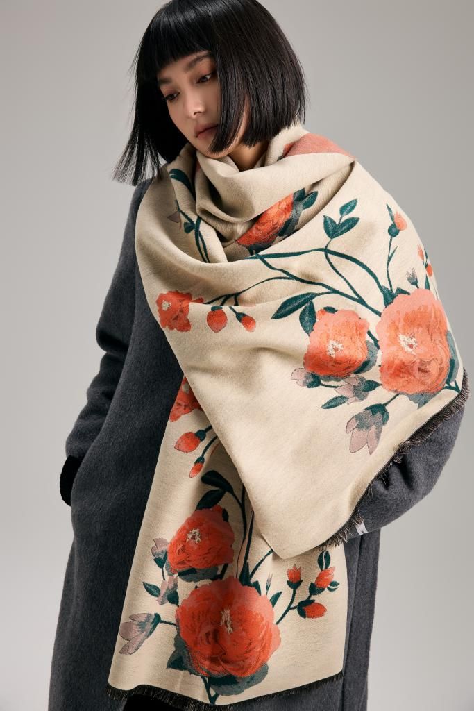 Orange and Green Blossom Reversible Wrap
