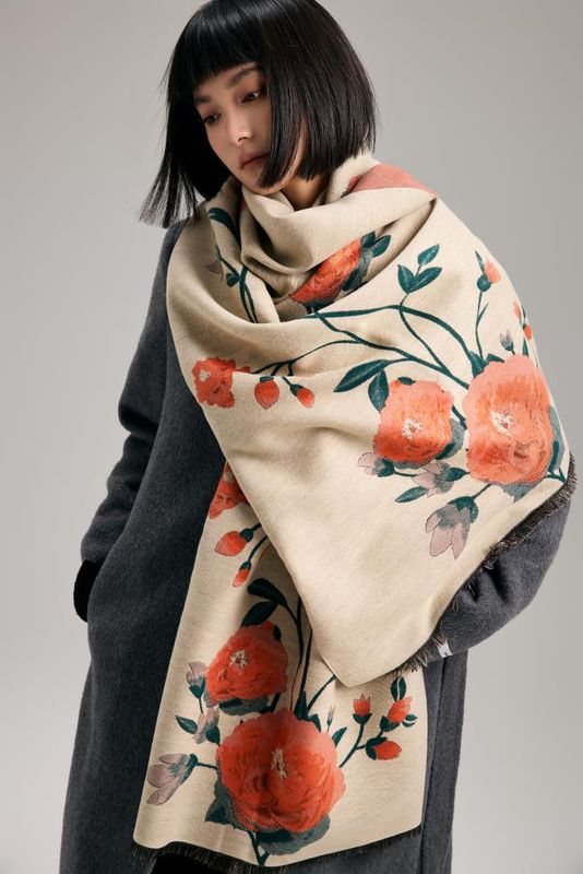 Orange and Green Blossom Reversible Wrap