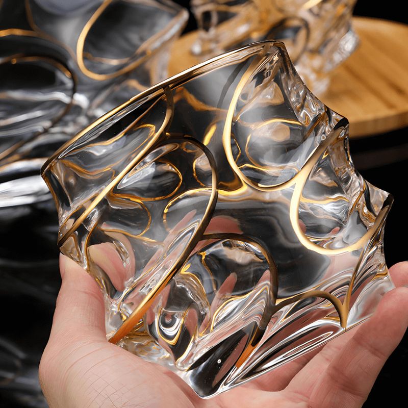 Gold Line Storm Japanese Crystal Glasses (Set of 4)
