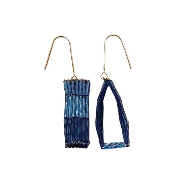 Rice Stack Earrings, Color: Denim