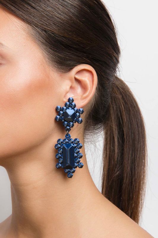 Stones Earrings, Blue Glitter