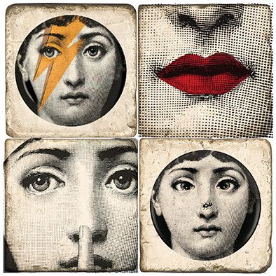 Fornasetti Tumbled Marble Coasters (Set of 4), Style: Coaster Set Only