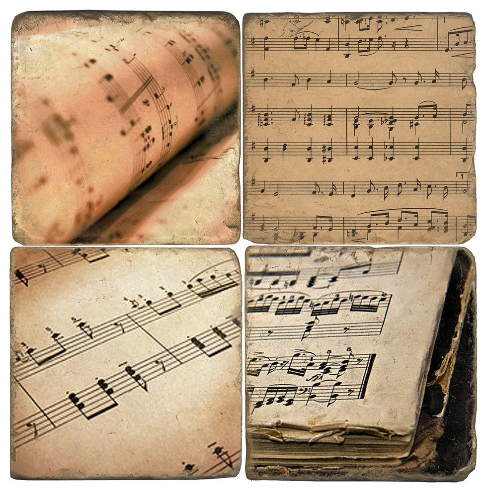Sheet Music Tumbled Marble Coasters (Set of 4), Style: Coaster Set Only