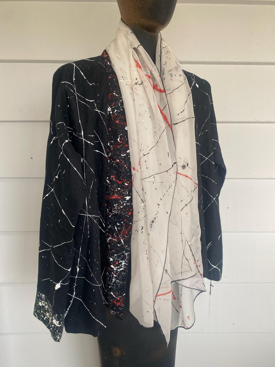 Hand Painted Linen Splatter Jacket (X-Small)