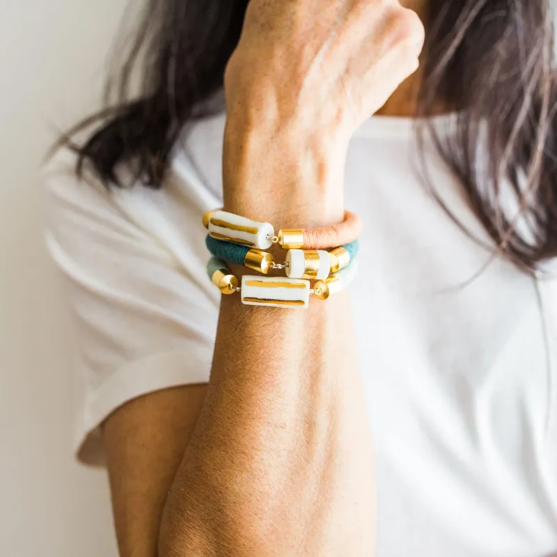 Fiber and Ceramic Artist Collaboration Bracelet