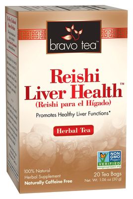 Bravo Tea Reishi Liver Health Herbal Tea 20 pckts (caffeine free, gluten free, no added preservatives, non gmo, vegan)
