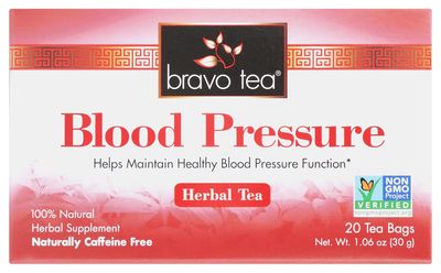 Bravo Tea Blood Pressure Herbal Tea 20 pckts (caffeine free, gluten free, no added preservatives, non gmo, vegan)