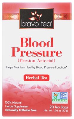 Bravo Tea Blood Pressure Herbal Tea 20 pckts (caffeine free, gluten free, no added preservatives, non gmo, vegan)
