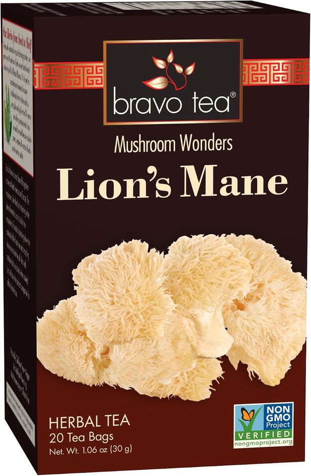Bravo Tea Mushroom Wonders Lion's Mane Herbal Tea (caffeine free, gluten free, no added preservatives, non gmo, vegan)