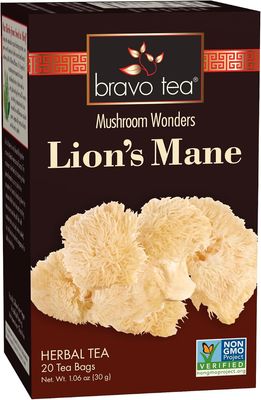 Bravo Tea Mushroom Wonders Lion's Mane Herbal Tea (caffeine free, gluten free, no added preservatives, non gmo, vegan)