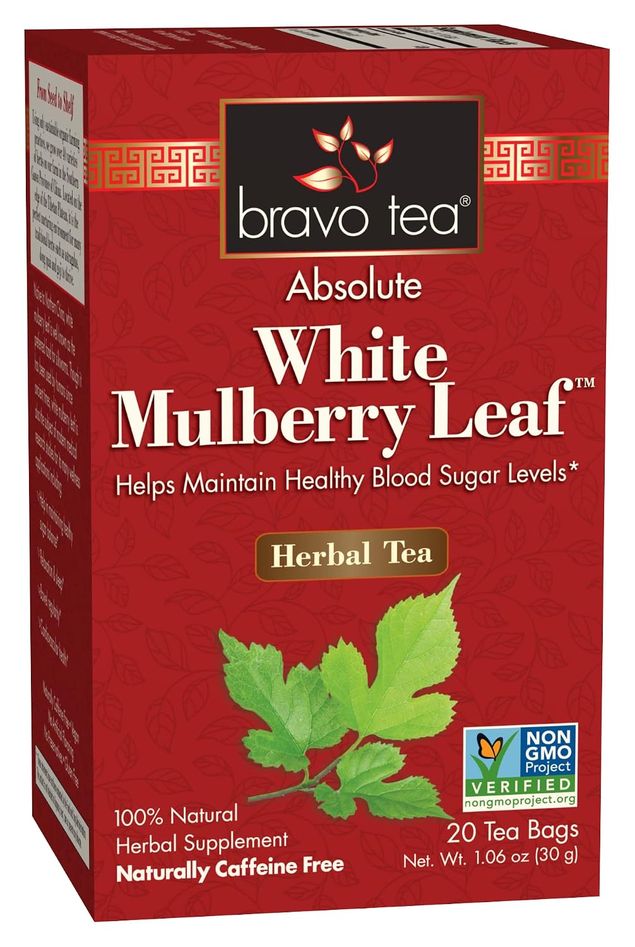 Bravo Tea Absolute White Mulberry Leaf Herbal Tea 20 pckts (caffeine free, gluten free, no added preservatives, non gmo, vegan)