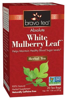 Bravo Tea Absolute White Mulberry Leaf Herbal Tea 20 pckts (caffeine free, gluten free, no added preservatives, non gmo, vegan)