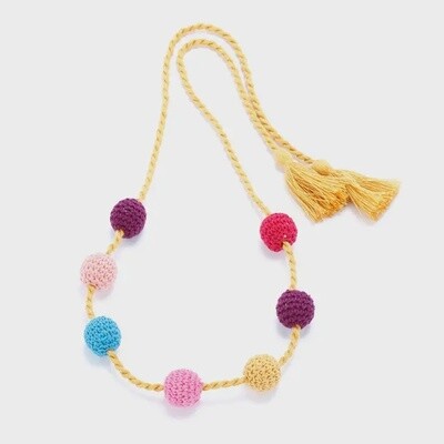 Artisan Knit Bead Fringe Necklace