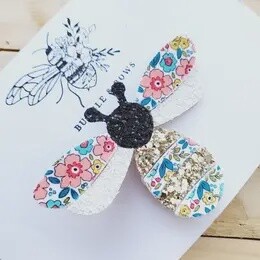 Ditsy Teal Bumble Bee Hair Clip