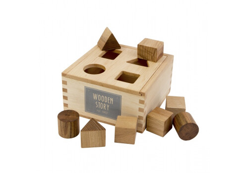 Stacking Montessori Toy Shape Sorter Box Natural