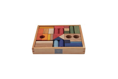 Wooden Blocks In Tray Rainbow 30 Pieces