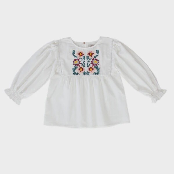 Girls Long Sleeve Shirt - Embroidered Floral