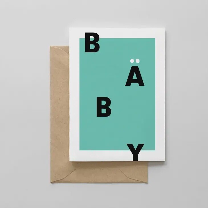 Greeting Card - Baby Typographic Card - Mint