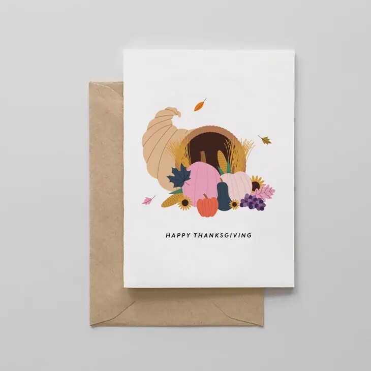 Greeting Card - Happy Thanksgiving - Cornucopia Design