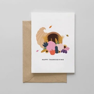 Greeting Card - Happy Thanksgiving - Cornucopia Design