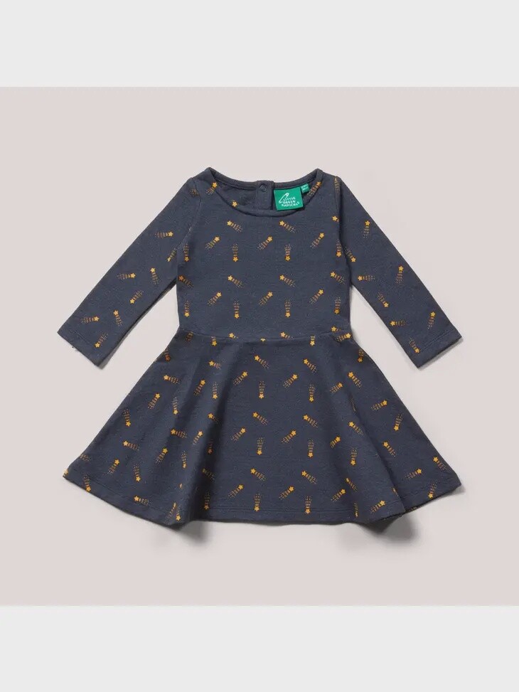 Toddler/Kids Long Sleeve Cotton Dress - Shooting Stars