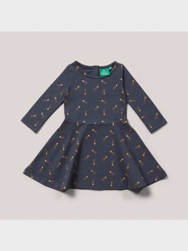 Long Sleeve Cotton Dress - Shooting Stars