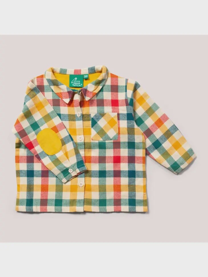 Toddler/Kids Long Sleeve Flannel Shirt - Rainbow Check