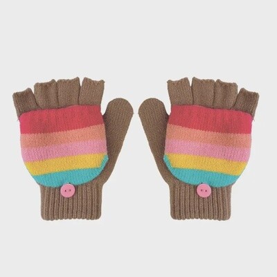 Rainbow Stripe Kids Knitted Gloves