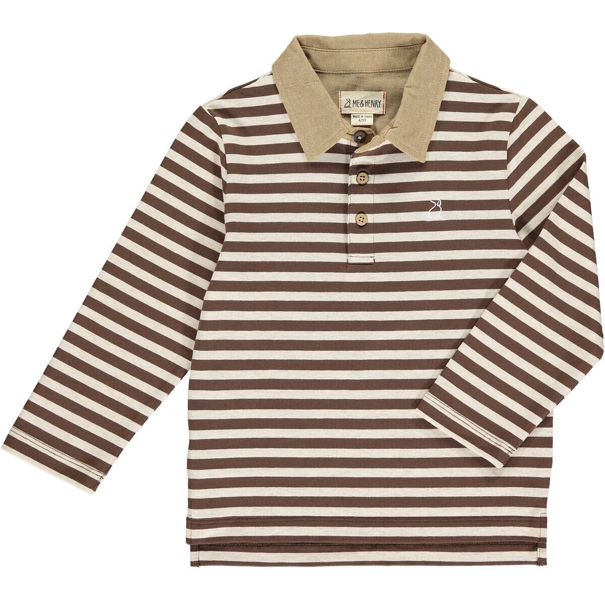 Boys&#39; Long Sleeve Polo - Brown Stripe