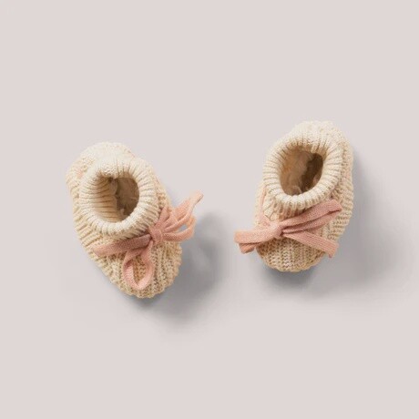 Baby Knitted Booties, Colour: Oatmeal, Size: 0-6M